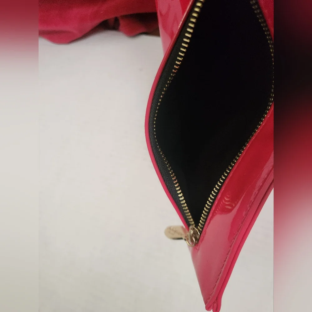 Yves Saint Laurent Small Pink Patent Leather Cosmetic Pouch Makeup Bag